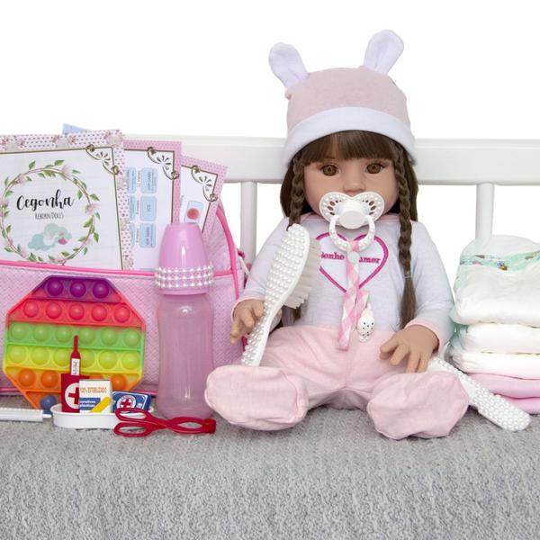Boneca Bebe Reborn Sonho de Amor Silicone e Enxoval Luxo - Cegonha Reborn Dolls Imagem de Boneca Bebe Reborn Sonho de Amor Silicone e Enxoval Luxo