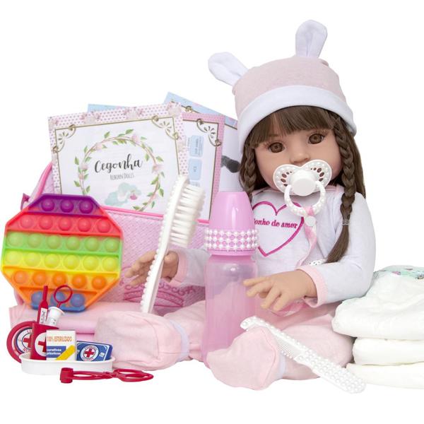 Boneca Bebe Reborn Sonho de Amor Silicone e Enxoval Luxo - Cegonha Reborn Dolls Imagem de Boneca Bebe Reborn Sonho de Amor Silicone e Enxoval Luxo