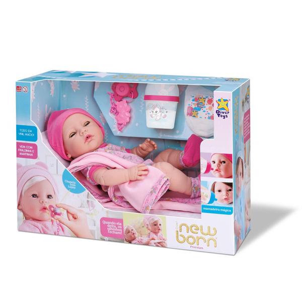 Imagem de Boneca Bebê Recém Nascida New Born Premium C/ Acessórios - Divertoys