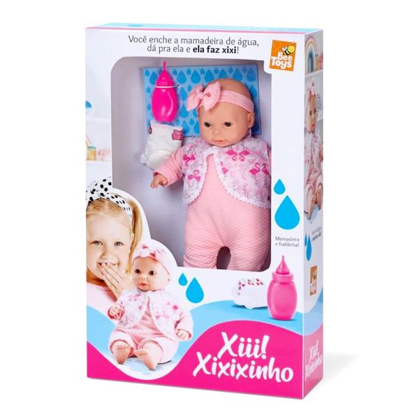 Imagem de Boneca Bebe Recém Nascida Xixizinho Faz Xixi C/ Acessórios - Bee Toys