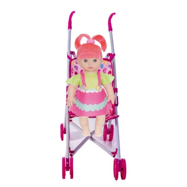 Boneca Bebê Sapekinha Color Shayane Menina +Carrinho Passeio - Milk Brinquedo Imagem de Boneca Bebê Sapekinha Color Shayane Menina +Carrinho Passeio