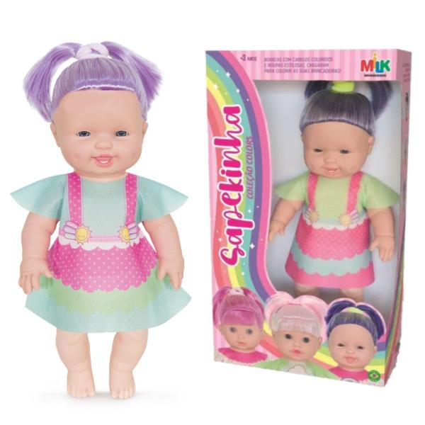 Imagem de Boneca Bebê Sapekinha Color Tuca Brinquedo Menina + Bolsinha