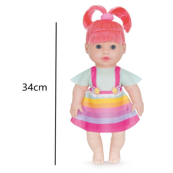 Imagem de Boneca Bebê Sapekinha Colors Pepita 34cm e Carrinho Dobravel