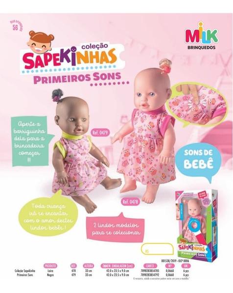 Imagem de Boneca Bebê Sapekinha Primeiros Sons Bebê Milk 0478