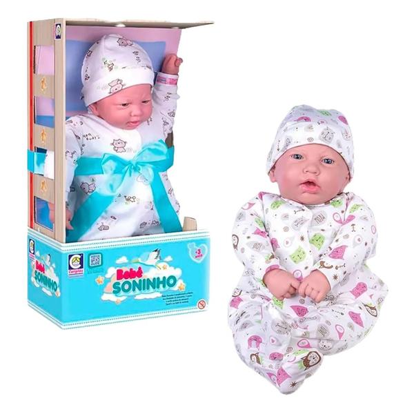 Imagem de Boneca Bebe Soninho Reborn Com Touca  E Acessórios Premium 