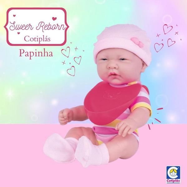 Imagem de Boneca Bebê Sweet Reborn Papinha Com Acessórios Meninas Brincadeira Coa Cotiplas Original - Cotiplás