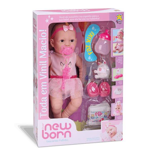 Imagem de Boneca Bebê Unicórnio New Born Reborn 32cm C/ Mamadeira