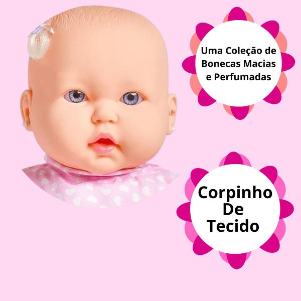 Imagem de Boneca Bebezao 53,5cm Bebe Gabi Meninas Vestidinho Rosa Com Chupeta Lacinho Super Toys