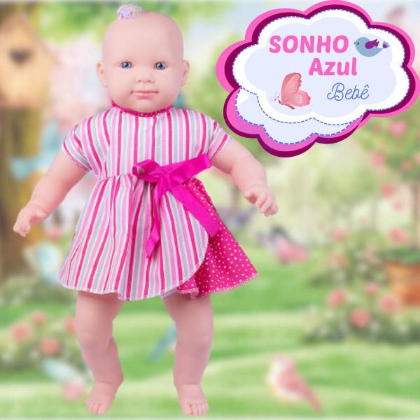 Imagem de Boneca Bebezão Menina Infantil Bebê Grande Sonho Azul 56cm Em Vinil Articulada Brinquedos Cotipláas