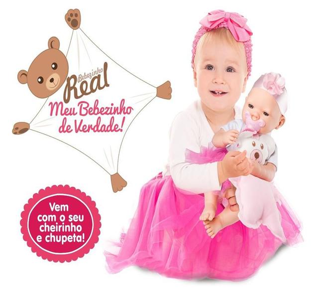 Imagem de Boneca Bebezinho Real Newborn - 34cm Menina - Roma Brinquedo