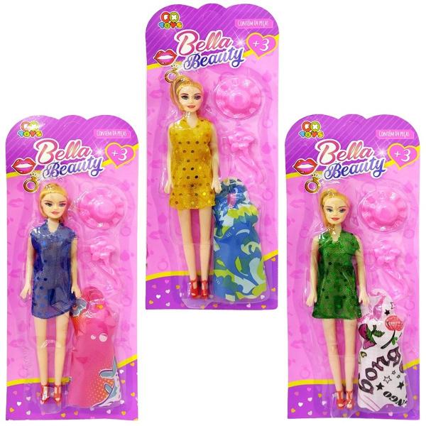 Imagem de Boneca Bella Beauty Roupas Acessórios 4 Pçs divertido