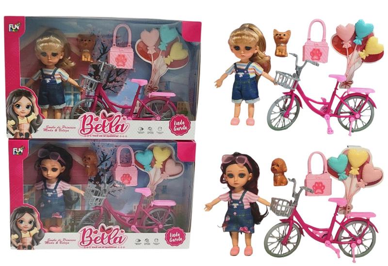 Imagem de Boneca Bella de Brinquedo Kit com Bicicleta e Acessórios