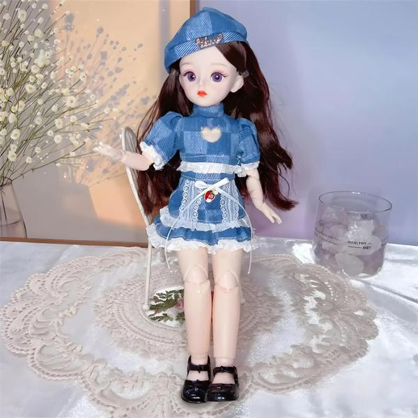 Imagem de Boneca BJD de 30cm com Articulações Móveis, Olhos 3D e Roupas DIY - Presente para Meninas