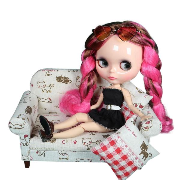 Imagem de Boneca BJD De Cabelo Castanho Rosa 30 Cm ICY DBS Blyth Corpo Articulado Anime Boneca Nua Para