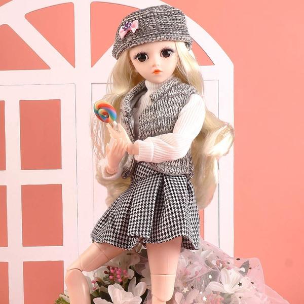 Imagem de Boneca BJD UCanaan 1/4 SD 45 cm com conjunto completo de roupas, sapatos e peruca