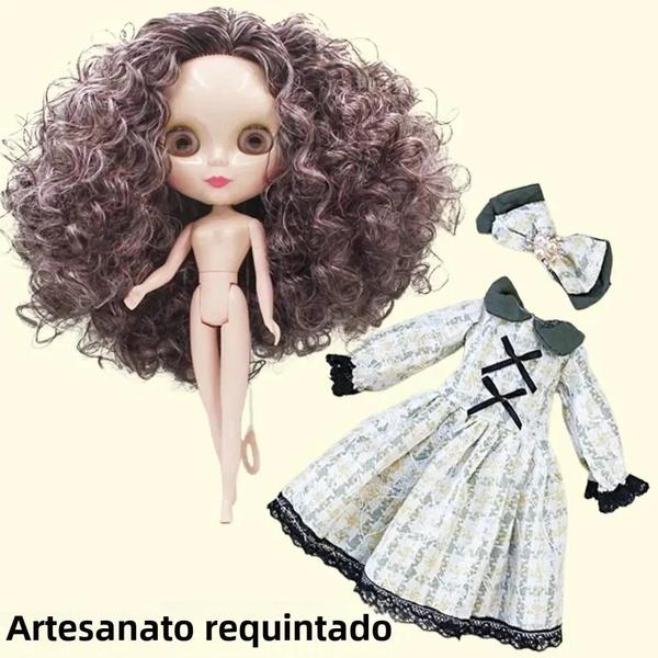 Imagem de Boneca Blyth 30cm com 7 Articulações, Olhos 3D e Vestido - Brinquedo Infantil