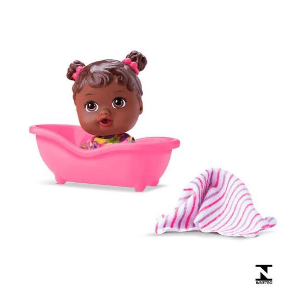 Imagem de Boneca Bonequinha Little Dolls Bebê Negra Banho Banheira