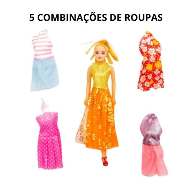 Imagem de boneca brinquedo infantil meninas fashion vestidos 4 look - 123Útil