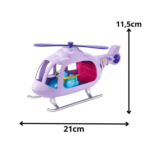 Imagem de Boneca Brinquedo Menina Infantil Conjunto Polly Pocket Lila Helicóptero + 10 Acessórios Original Mattel