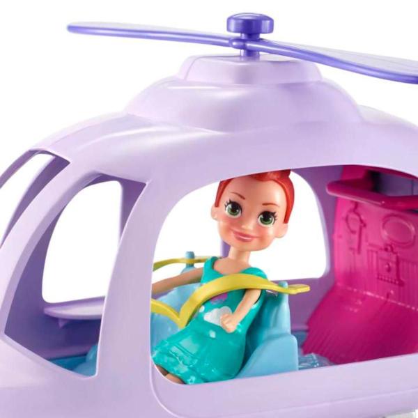 Imagem de Boneca Brinquedo Menina Infantil Conjunto Polly Pocket Lila Helicóptero + 10 Acessórios Original Mattel