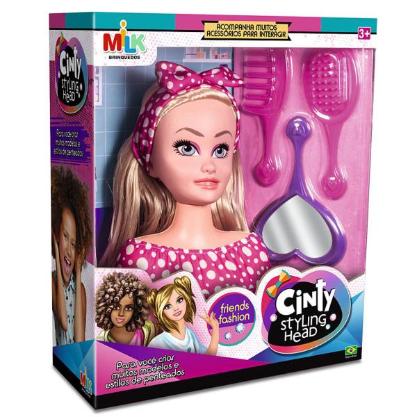 Boneca Busto Cinty Loira C/ Cabelo Para Pentear E Acessórios - Milk Brinquedo Imagem de Boneca Busto Cinty Loira C/ Cabelo Para Pentear E Acessórios