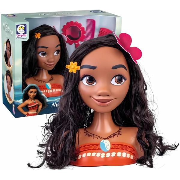 Imagem de Boneca Busto Moana C/ Acessórios Penteado 18cm Vinil Cotiplas