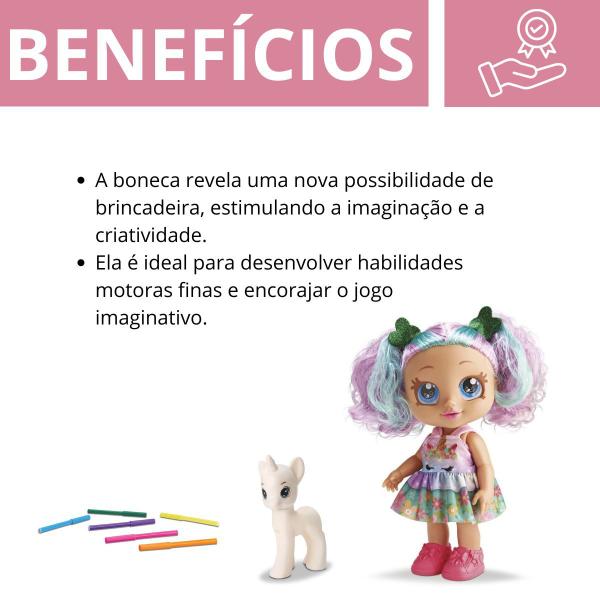 Imagem de Boneca C/ Unicórnio P/ Pintar - 27cm - E 6 Canetinhas Pintura Club Girls - Bee Toys