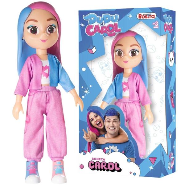 Imagem de Boneca Carol E Dudu Youtuber Infantil Articulada Vinil 26Cm