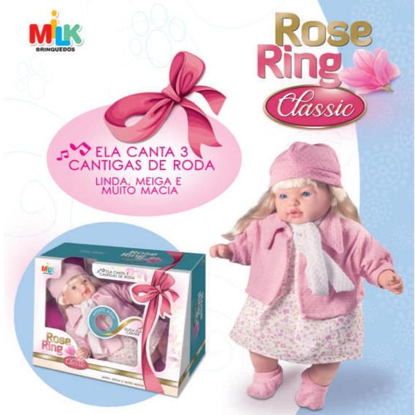 Imagem de Boneca Classic Rose Ring Loira e Kit Acessórios Maquiagem