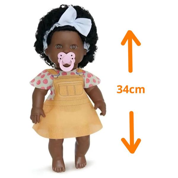 Imagem de Boneca Coleção Danadinhas Negra Com Chupeta Menina Brinquedo