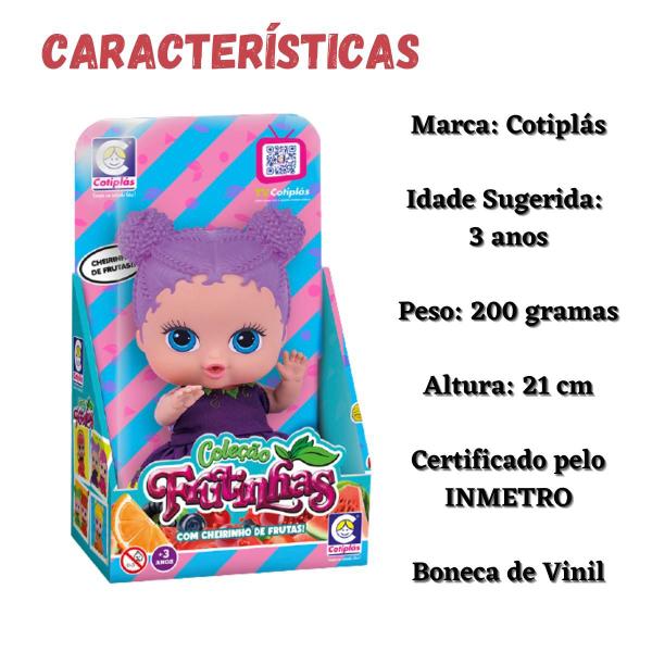 Imagem de Boneca Coleção Frutinhas com cheiro Uva Brinquedos Infantil Cotiplas