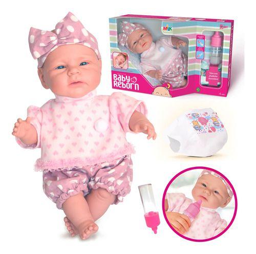 Imagem de Boneca Colletion Baby Reborn Com Mamadeira Mágica e Fralda