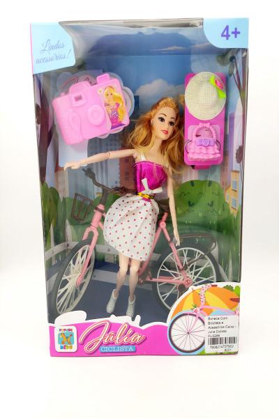 Imagem de Boneca Com Bicicleta e Acessórios Caixa - Julia Ciclista FU3286