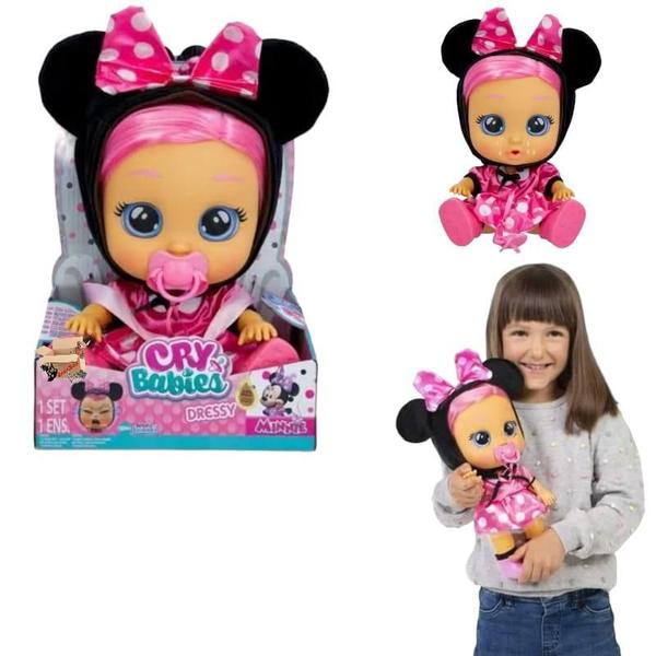 Imagem de Boneca Cry Babies Dressy Minnie Chora Lágrimas De Verdade