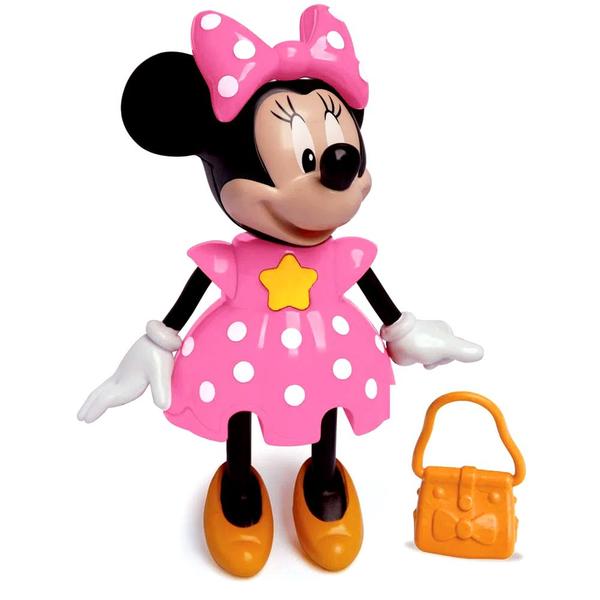 Boneca da Minnie que fala Vestido Rosa Articulada 26cm Elka Imagem de Boneca da Minnie que fala Vestido Rosa Articulada 26cm Elka