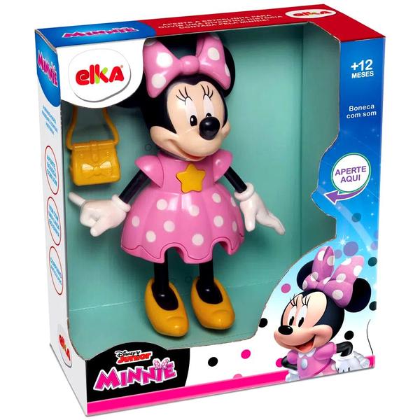 Boneca da Minnie que fala Vestido Rosa Articulada 26cm Elka Imagem de Boneca da Minnie que fala Vestido Rosa Articulada 26cm Elka