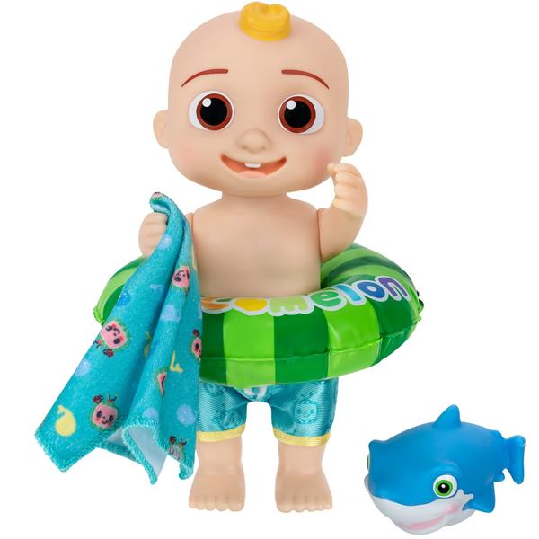 Imagem de Boneca de brinquedo CocoMelon Splish Splash JJ com Shark Bath Squirter