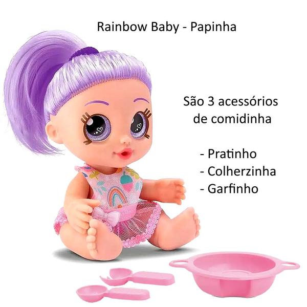 Imagem de Boneca de Cabelos e Olhos Roxos Rainbow Comidinha Bambola