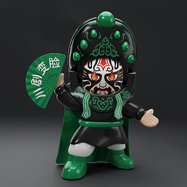 Boneca de ópera chinesa que muda o rosto KITTEHIGM Green - Kit de