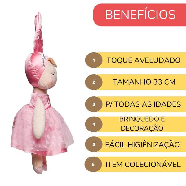 Imagem de Boneca De Pano Angela Metoo 33 Cm Brinquedo Crianças Bebê