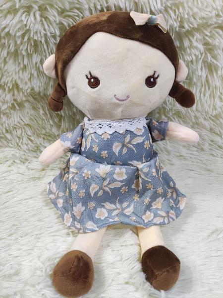 Imagem de Boneca De Pano Cabelo Pelúcia Com Bonequinha Vestido Florido S2 TOYS