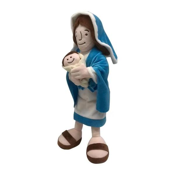 Imagem de Boneca de Pelúcia Jesus e Maria - Brinquedo Macio para Bebês