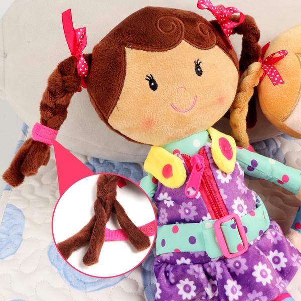 Imagem de Boneca de pelúcia Snuggle Stuffs Sugar Snap Learn to Dress 15 Purpl