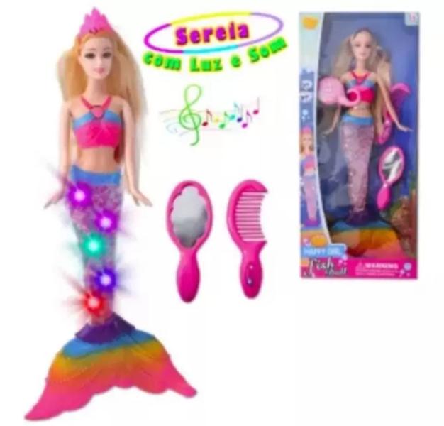 Imagem de Boneca de Sereia Tipo Barbie Ariel Canta e Brilha Brinquedo Infantil menina