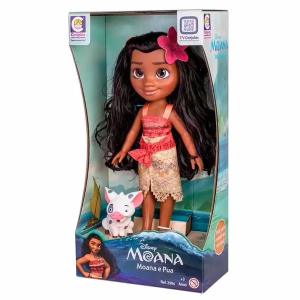 Boneca de Vinil - 36 cm - Princesas Disney - Moana e Pua - Cotiplás Imagem de Boneca de Vinil - 36 cm - Princesas Disney - Moana e Pua - Cotiplás