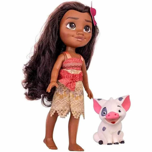 Boneca de Vinil - 36 cm - Princesas Disney - Moana e Pua - Cotiplás Imagem de Boneca de Vinil - 36 cm - Princesas Disney - Moana e Pua - Cotiplás