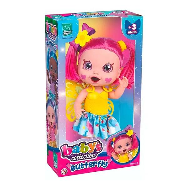 Imagem de Boneca de Vinil - Babys Collection - Butterfly - Rosa - Super Toys