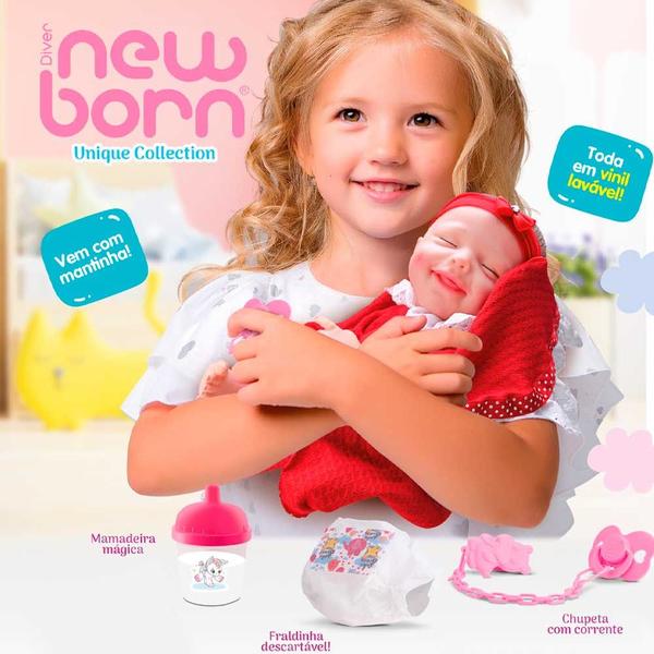 Imagem de Boneca de Vinil - Diver New Born Unique - Macacão - Divertoys