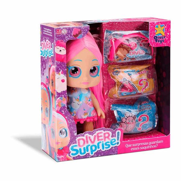 Imagem de Boneca de Vinil - Diver Surprise - Acessórios Surpresa - Pink - Divertoys