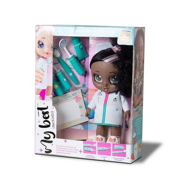 Imagem de Boneca Dentista Negra Com Acessórios E Jaleco My Best - Bee Toys